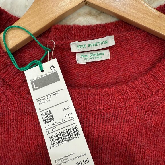 BENETTON Sweater NWT from Germany, Pure Shetland Sheep Wool - Picture 8 of 14